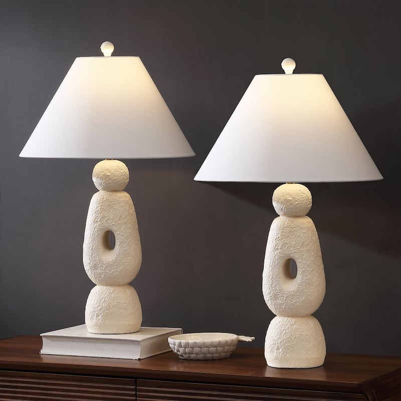 Henge 28" Organic Resin/Metal Stacked LED Table Lamp, (Set of 2) By JONATHAN Y