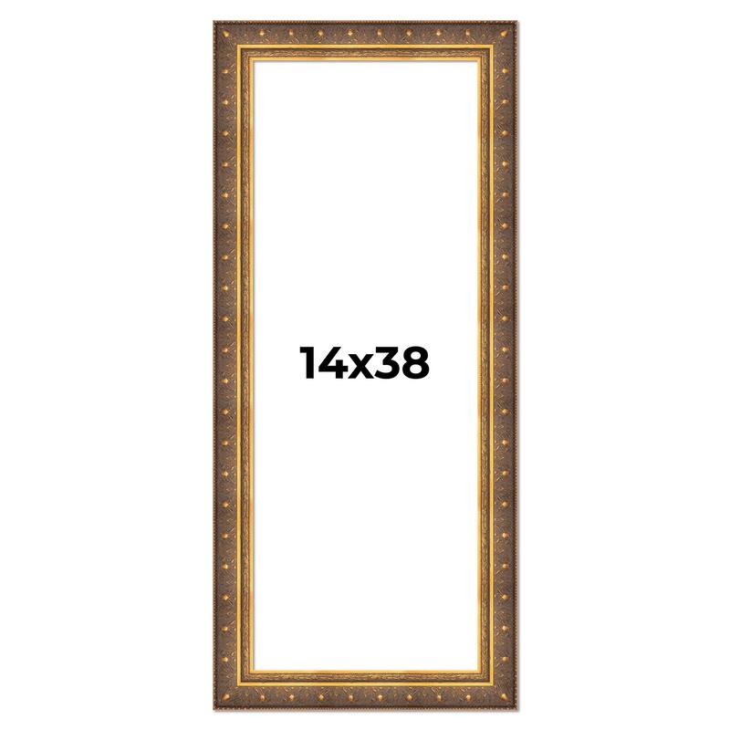 14x38 Frame Vintage Gold Solid Wood Picture Frame | 2.5 Inch Moulding