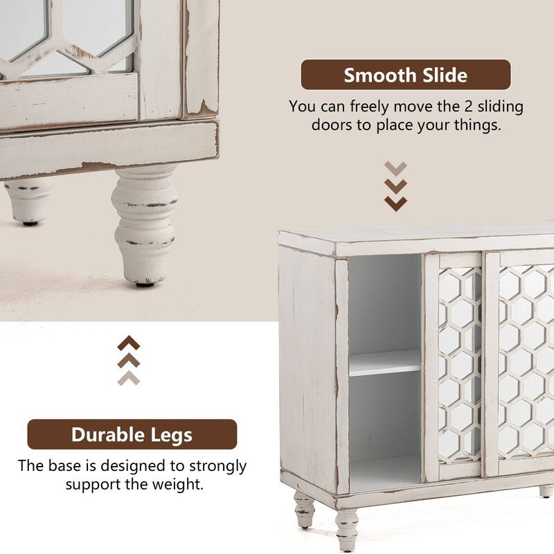 COSIEST Solid Wood Buffets and Sideboards Storage Cabinet