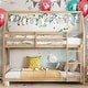 preview thumbnail 1 of 58, Rubber Wood Bunk Bed with Safety GuardrailsTwin Over Twin White Oak