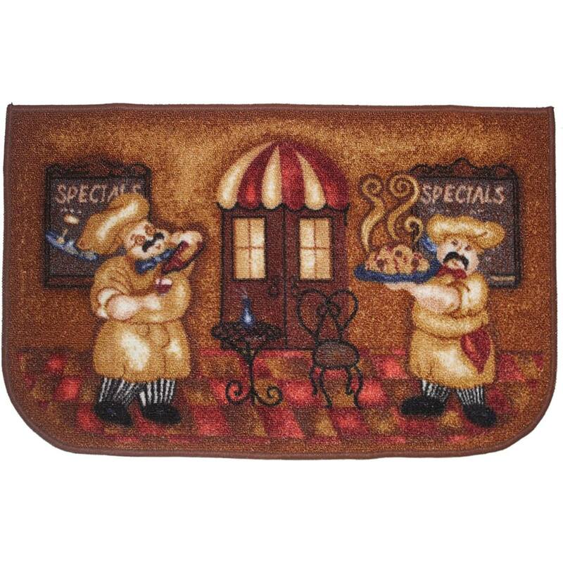 Kashi Home Kitchen Rug, Printed Durable Non Slip Floor Mat, Farmhouse Design 3 Piece Set - 3pc Set (2 18x30 D Shape & 1 20x40)