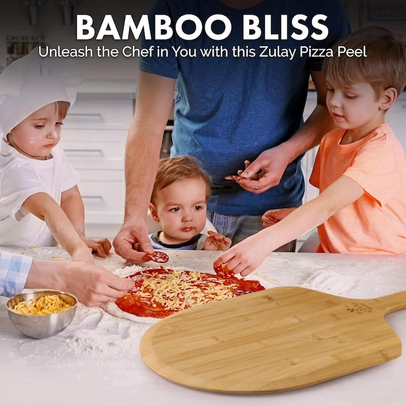 Zulay Kitchen Authentic Bamboo Pizza Peel Wood