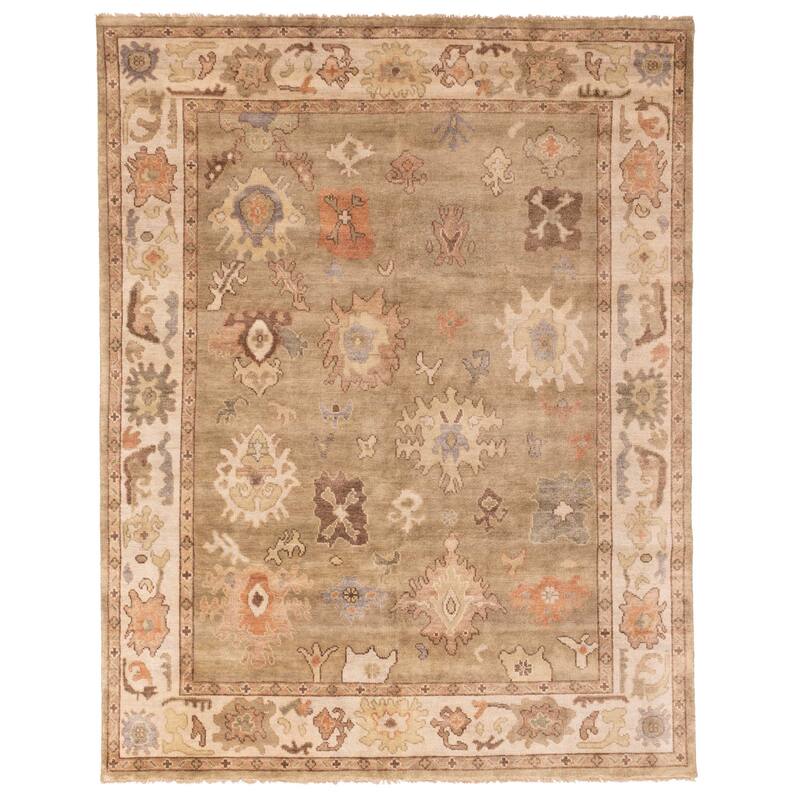 ECARPETGALLERY Hand-knotted Modern Oushak Khaki Wool Rug - 8'1 x 10'3
