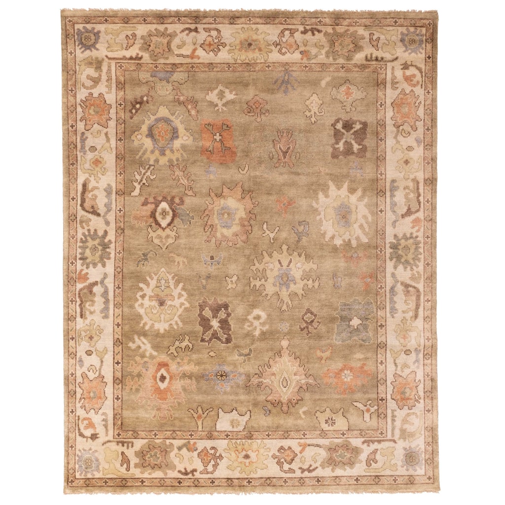 ECARPETGALLERY Hand-knotted Modern Oushak Khaki Wool Rug - 8'1 x 10'3
