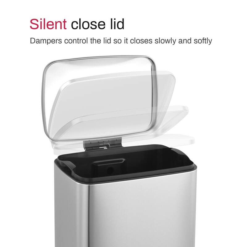 Innovaze 5.3 Gal./20 Liter Rectangular Stainless Steel step-on Trash Can for kitchen