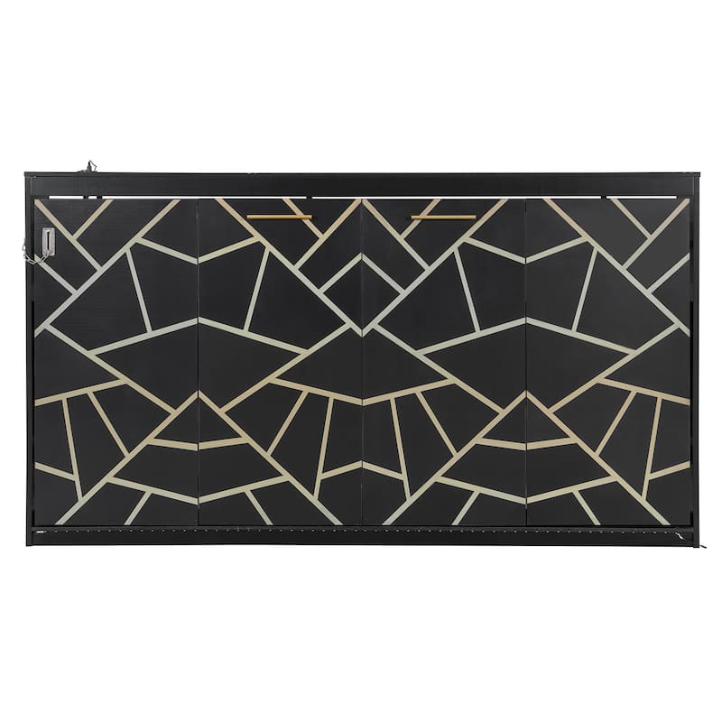 Side-Folding Printed Murphy Bed with LED and USB