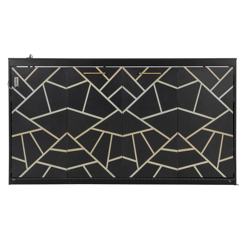 SideFold Murphy Bed with Geometric Art Panels, USB Power Hub & LED Glow by Harper&Bright Designs