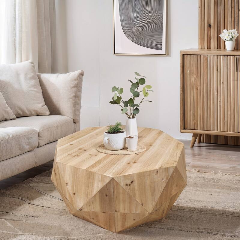 38"Three-dimensional Embossed Pattern Design American Retro Style Coffee Table