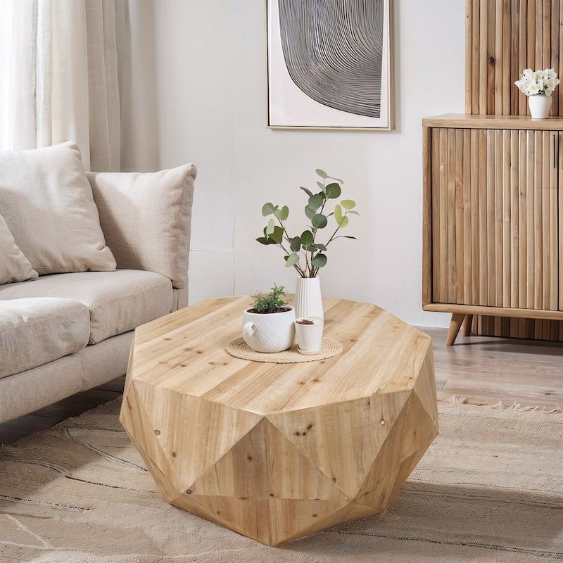 Roomfitters 38.58-Inch American Retro Style Coffee Table with Three-Dimensional Embossed Pattern Design