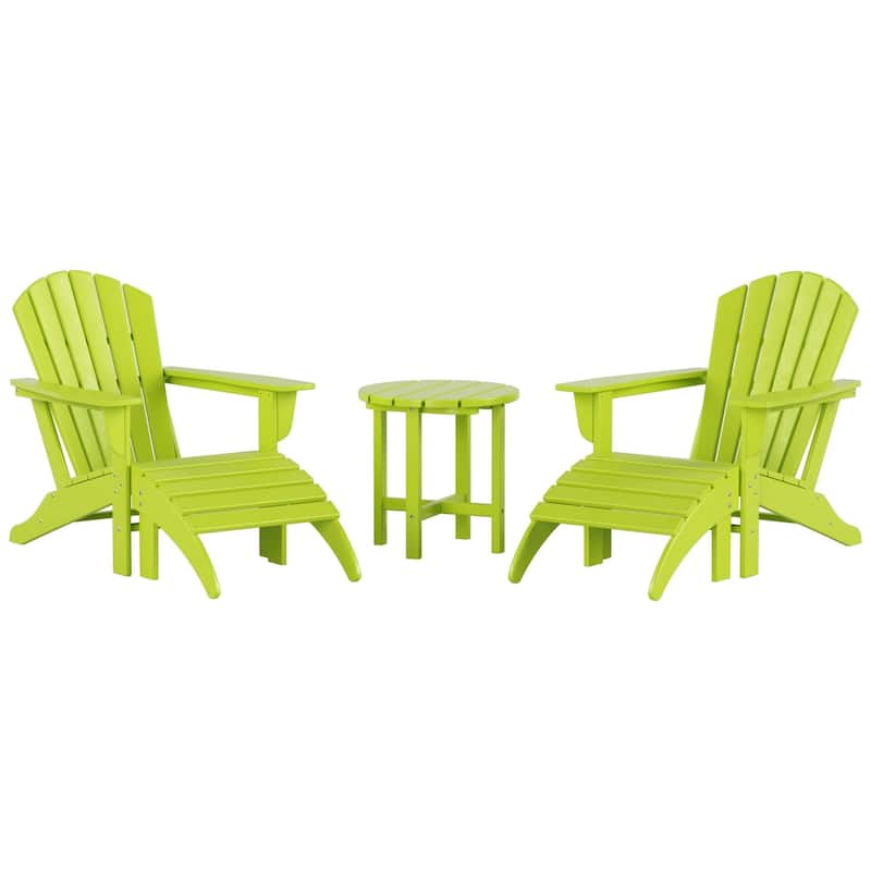 Altura Outdoor Eco-Friendly All Weather Adirondack Chair with Ottoman and Side Table (5-Piece Conversation Set)