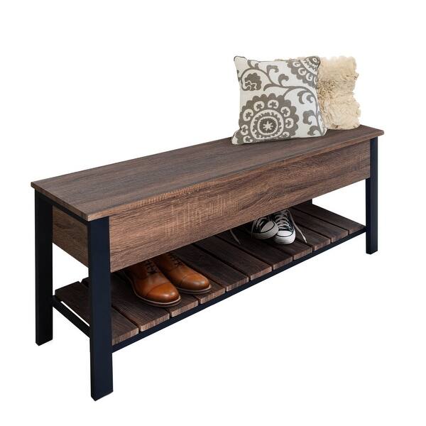 Zenvida Storage Bench Modern Hallway Shoe Organizer Flip Top Seat For Entryway Bedroom Overstock 32206487 Walnut