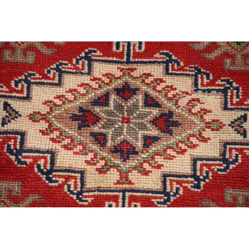 Geometric Kazak Rug Hand-Knotted Accent Wool Carpet - 3'4"x 4'9"