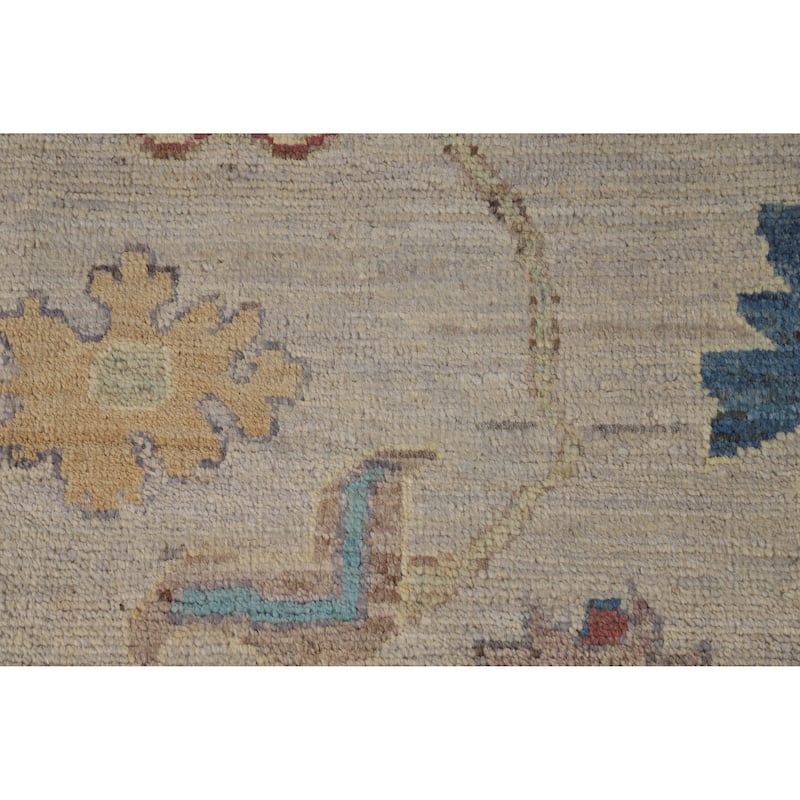 Hand Knotted Oriental 100% Wool Carpet Transitional All-Over Beige & Ivories Oushak Area Rug - 10' 2'' X 7' 11''