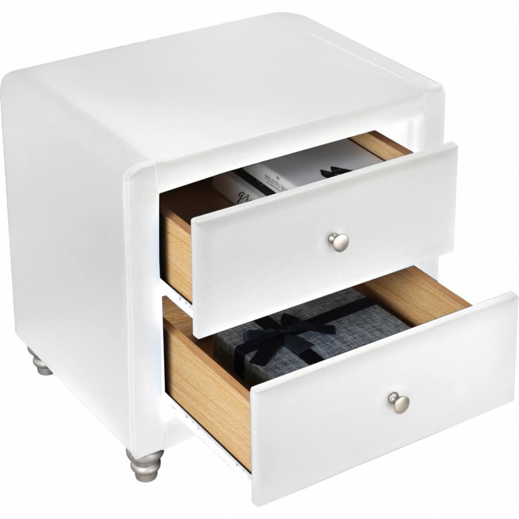 Wood 20-Inch Rectangular Nightstand with Metal Accents