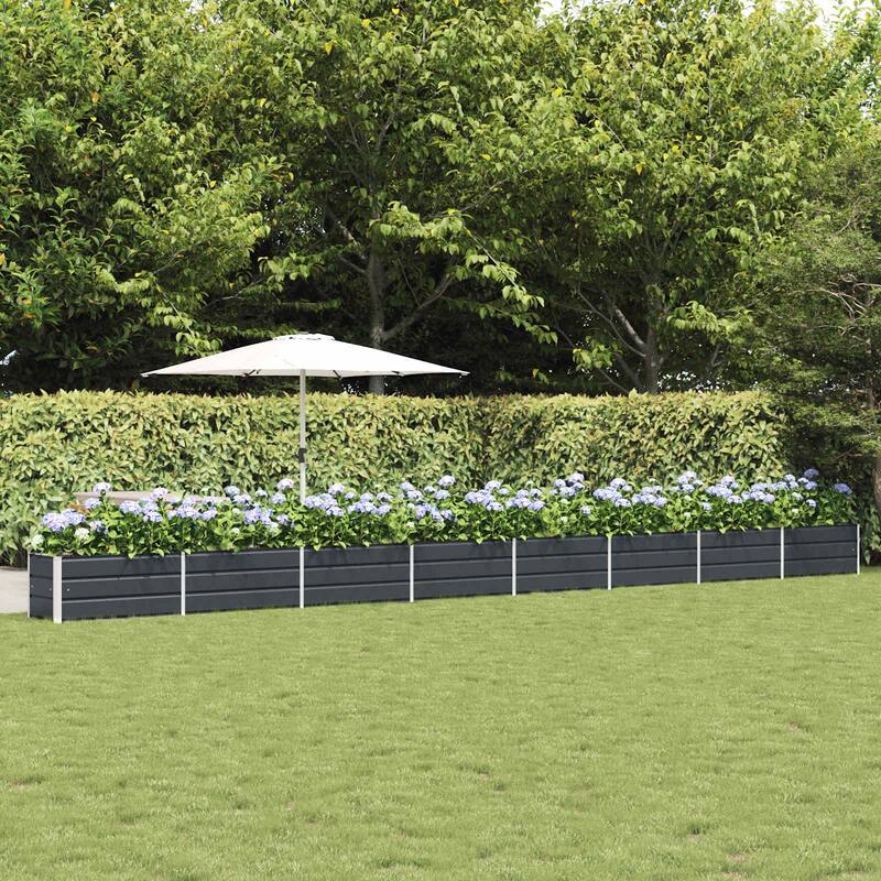 vidaXL Planter in Galvanised Steel - 39.37 x 19.69 x 17.72 - Black - 303.15 x 19.69 x 17.72 in