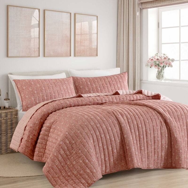 Wonderful Cotton Voile Quilt Set 3 Piece Floral Printed