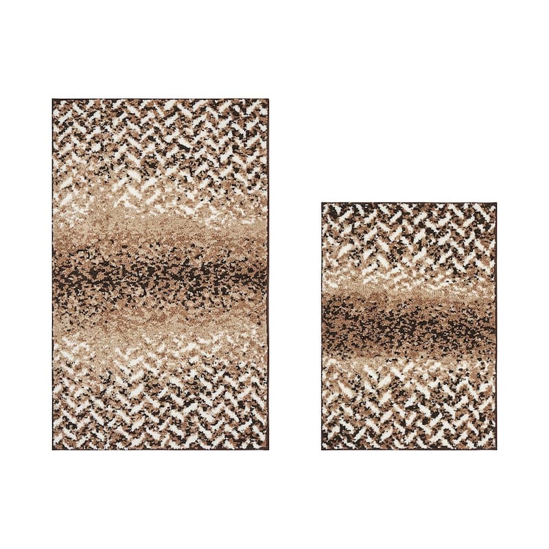 Better Trends Casablanca Collection 100% Micro Polyester Soft Plush & Absorbent Water Machine Washable 2 Piece Bath Rug Set