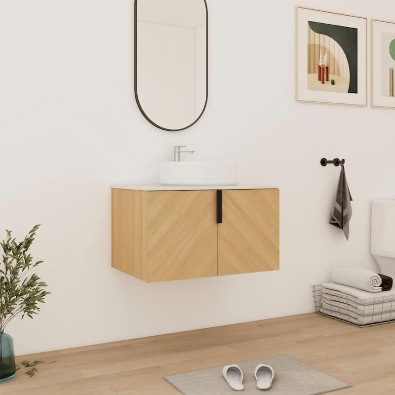 Bathroom Vanity With Sink In 30/36 Inch, Floating Bathroom Vanity With 2 Soft Close Doors