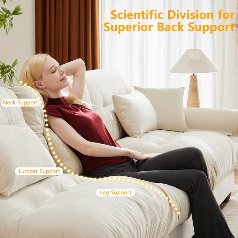 U-Shaped Velvet Sectional Sofa Set with Ottoman, 130" 3-Seater Modular Sofa withRound Armrests, Modern Upholstered Couch