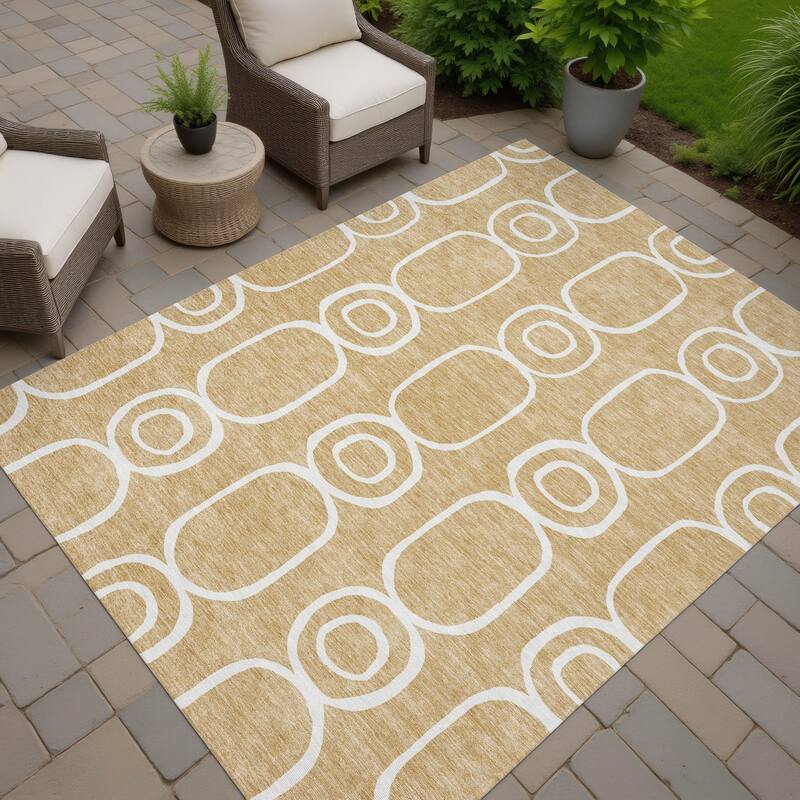 Machine Washable Indoor/ Outdoor Modern Vibe Chantille Rug - Gold - 9' x 12'