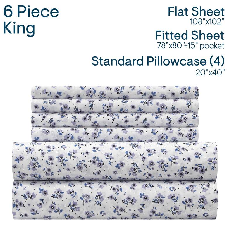 Aeropostale Premium All Season Microfiber Purple Ditsy Floral Sheet Set