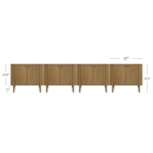 dimension image slide 7 of 15, Solace Mid Century Modern Cabinet, Storage Accent Cabinet or TV Stand with Doors, Solid Wood Legs and Adjustable Shelf