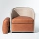 preview thumbnail 127 of 165, KINWELL 31"W Oak Frame Upholstered Swivel Barrel Armchair