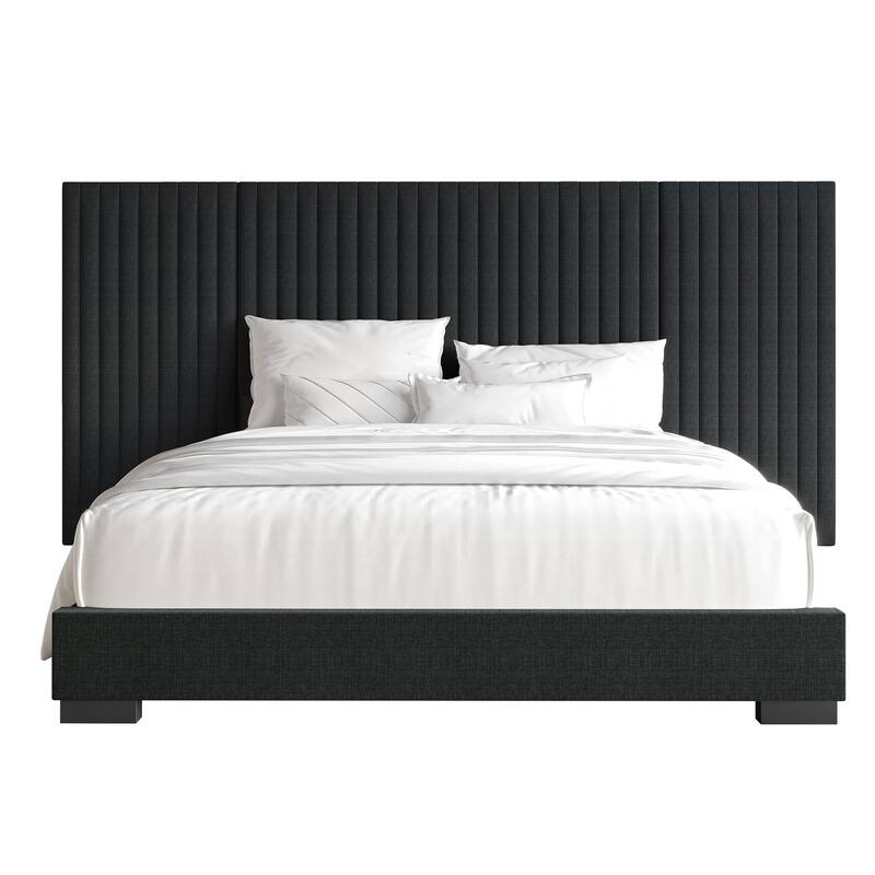CraftPorch Simple Luxury Wall Panel Bed - Charcoal Grey - King
