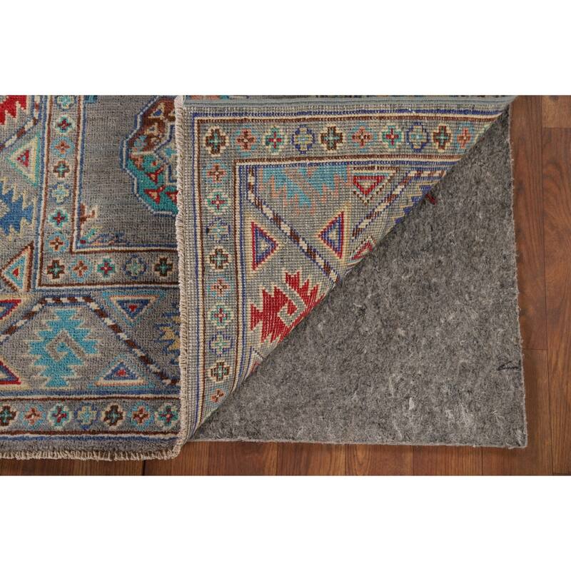 All-Over Gray Kazak Oriental Foyer Rug Hand-Knotted Wool Carpet - 2'8" x 4'1"