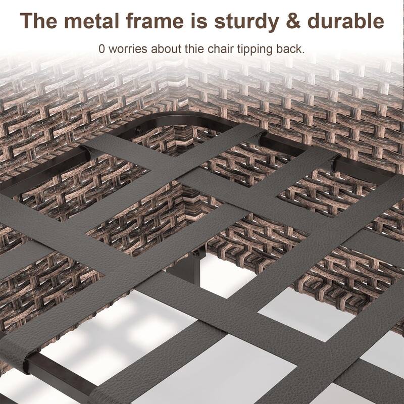 Pocassy Outdoor Wicker 4-Piece Sofa Swivel Chair with Ottoman