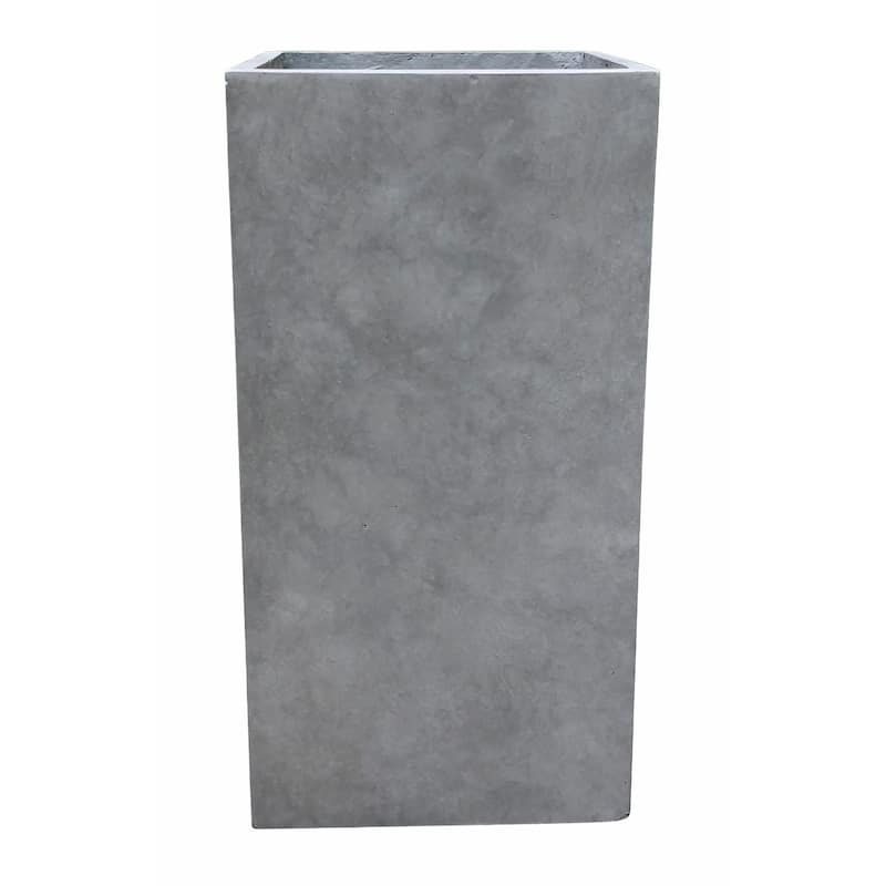 Kante Square Lightweight Concrete and Weather Resistant Fiberglass Indoor Outdoor Tall Planter with Drainage Hole