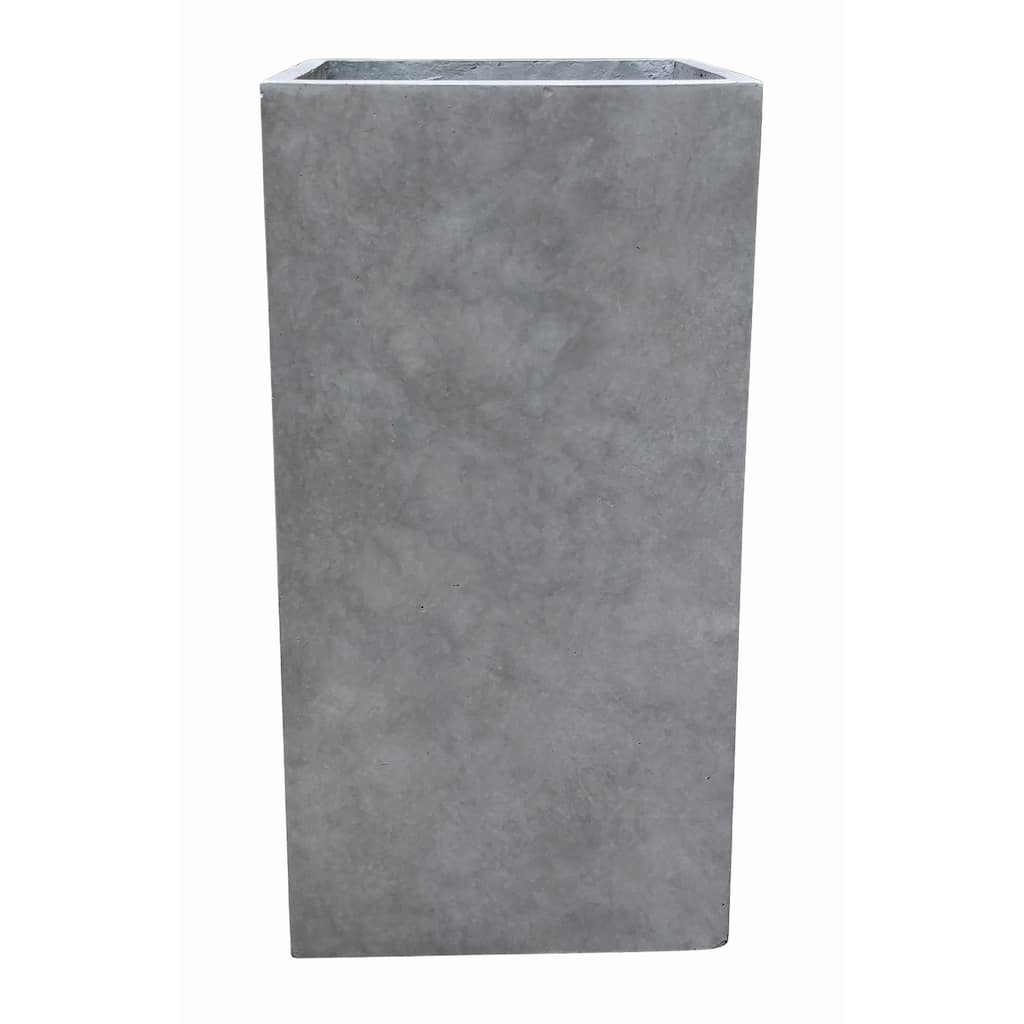 Kante Square Lightweight Concrete and Weather Resistant Fiberglass Indoor Outdoor Tall Planter with Drainage Hole