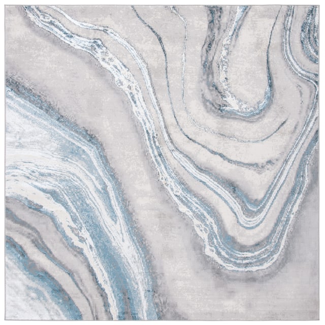 SAFAVIEH Orchard Ayala Modern Abstract Rug - 8' x 8' Square - Grey/Blue