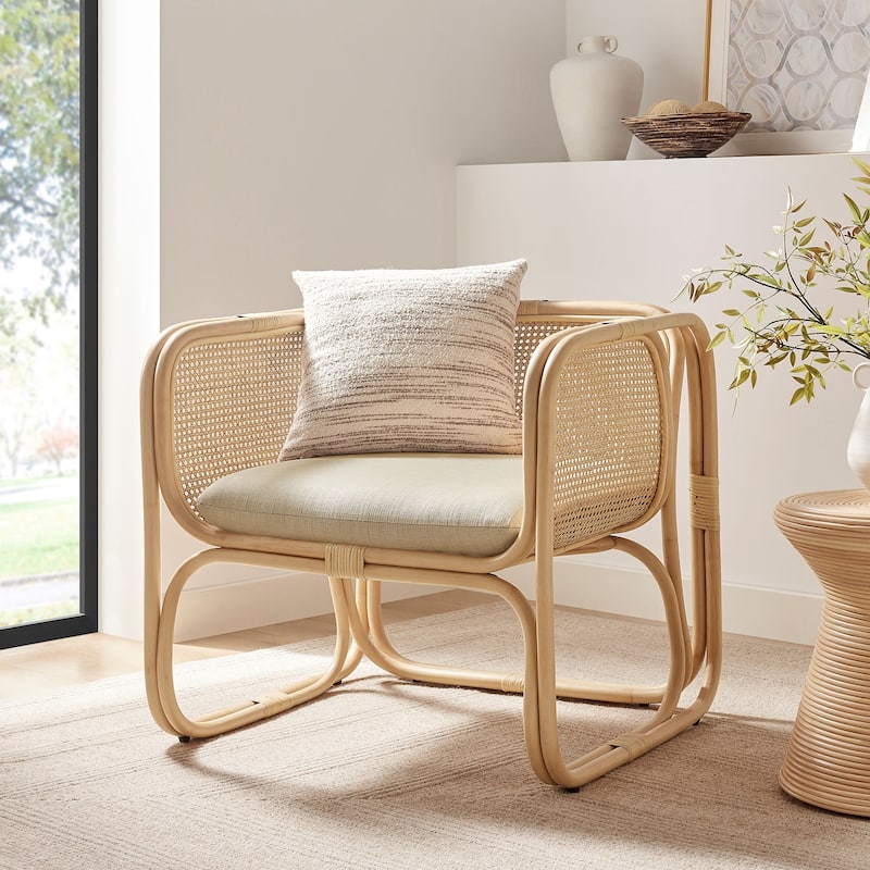 Ellis Natural Rattan Accent Armchair - Natural