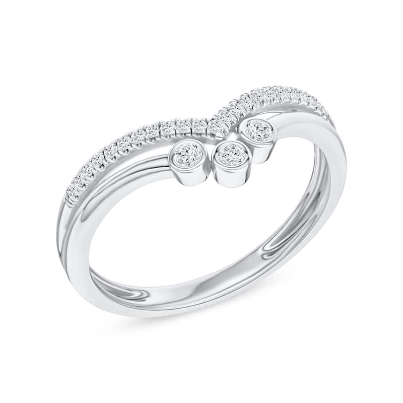 1/10ct TDW Diamond Contour Wedding Band in 10k Gold for Women