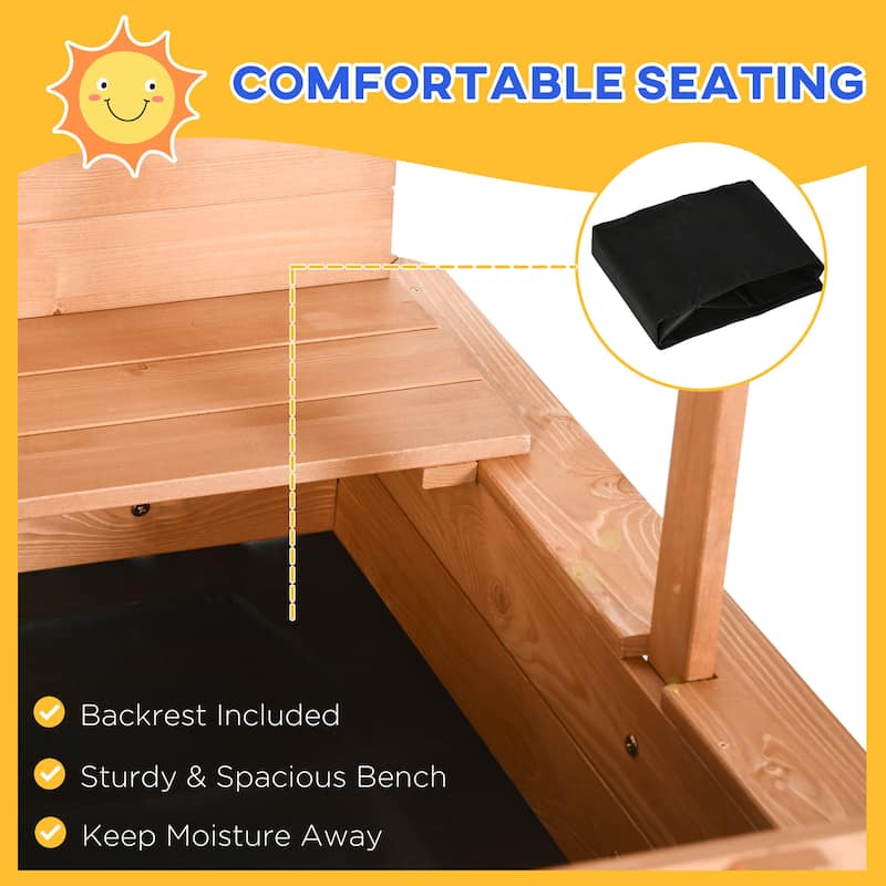 Outsunny Kids Sandbox with Cover, Outdoor Wooden Sandbox with Canopy - 41.75" x 41.75" x 47.75"