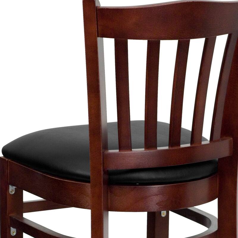 Vertical Slat Back Wooden Restaurant Barstool - Hospitality Seating - 17.5"W x 19"D x 43.75"H - 17.5"W x 19"D x 43.75"H