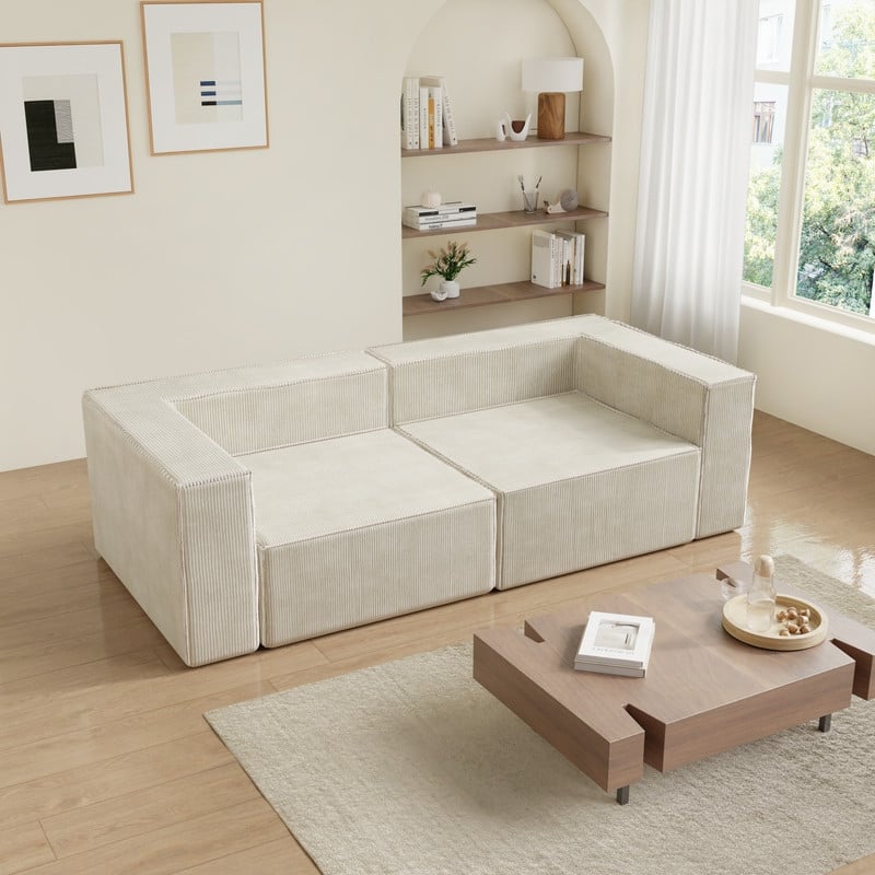 Right Armrest Corduroy Compression Sofa