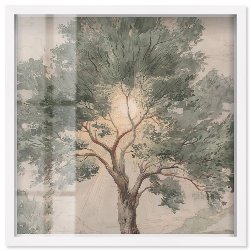 Emanating Branches II Shadowbox by Art Remedy - White - 20" x 20"