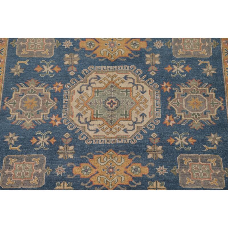 Blue Kazak Living Room Area Rug Handmade Wool Carpet - 6'8" x 9'9"