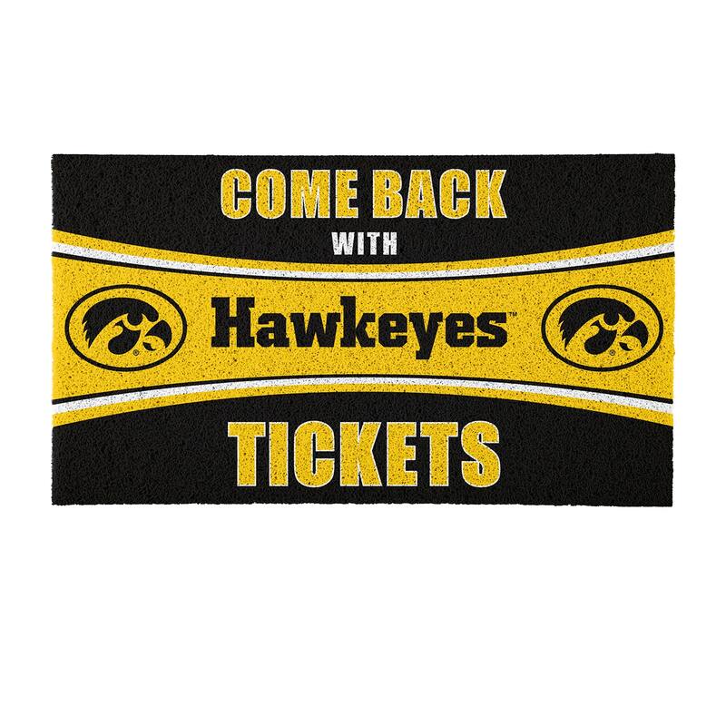University of Iowa 28 in. x 16 in. PVC "Come Back With Tickets" Trapper Door Mat