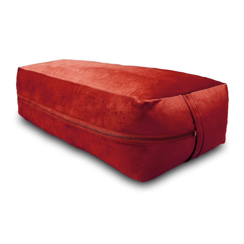 Yoga Firm Large Yoga Bolster Pillow Cushion 24" x 12" x 6" for Restorative Yoga, Rectangular Cotton and Removable Cover - Red