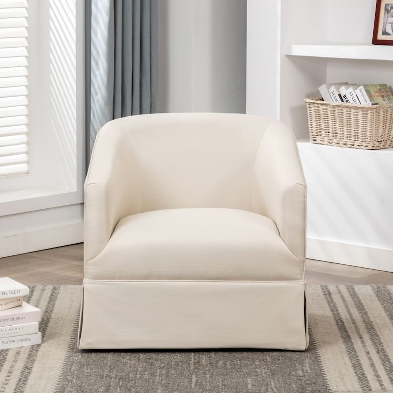 Elayne Skirted Fabric Swivel Accent Chair by Greyson Living - Linen