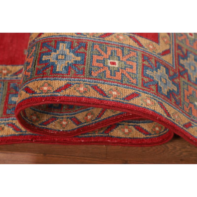 Red Kazak Accent Rug Hand-Knotted Wool Carpet - 3'4" x 5'1"
