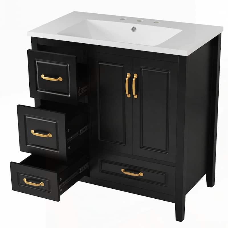 4 Soft-Closing Drawers 36 inch Bathroom Vanity with Sink