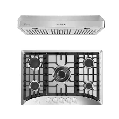 2 Piece Kitchen Appliances Packages Including 30" Gas Cooktop and 36" Under Cabinet Range Hood