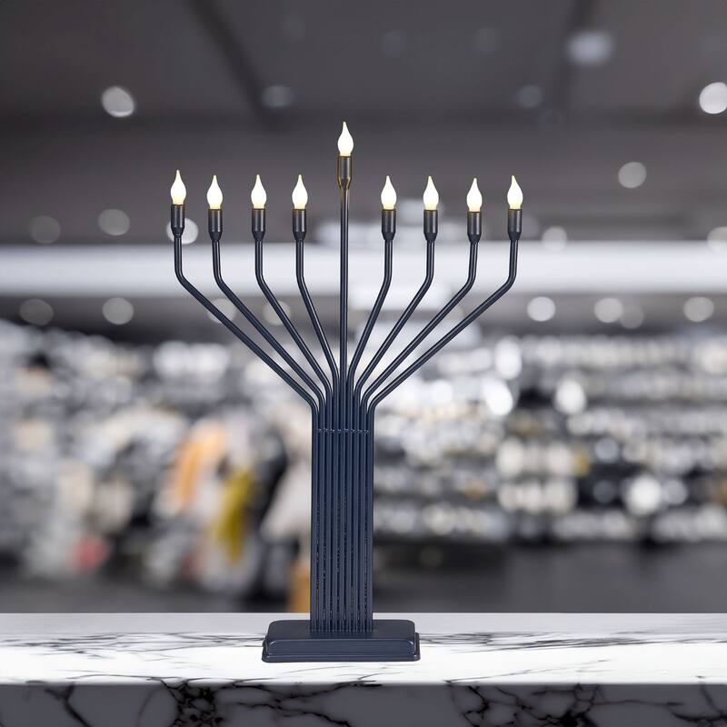 LED Lighted Knesset-Style Menorah - 24" - Navy