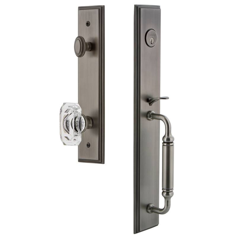 Grandeur Carre Solid Brass Rose Keyed Entry Single Cylinder Full Plate - Antique Pewter