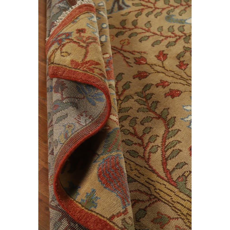 Light Brown Animals Ziegler Oriental Area Rug Hand-Knotted Wool Carpet - 7'9" x 9'8"