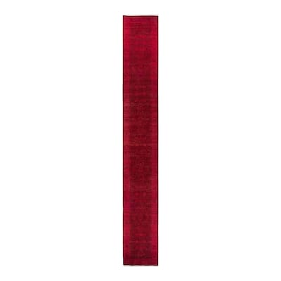Overdyed, One-of-a-Kind Hand-Knotted Area Rug - Pink - 3' 2" x 22' 7"